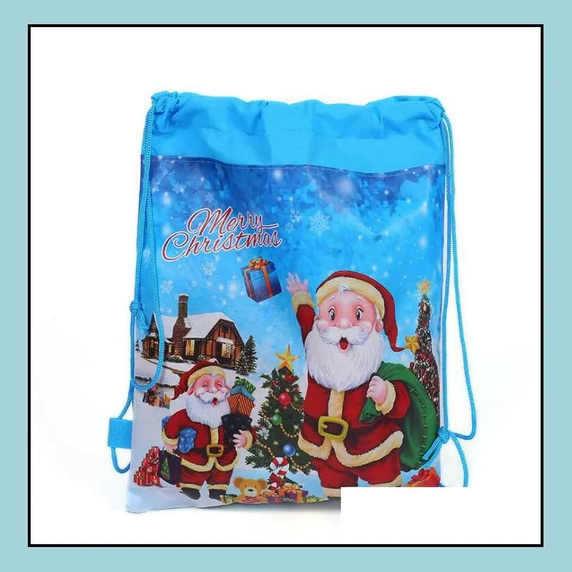 nonwoven holiday gift bags reusable christmas gift backpack holders tote kids xmas party favor bag present stocking wrap blue red