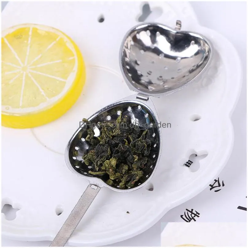 stainless steel tea strainer tools creative heart shaped teaspoon household teas filter diffuser party wedding gift