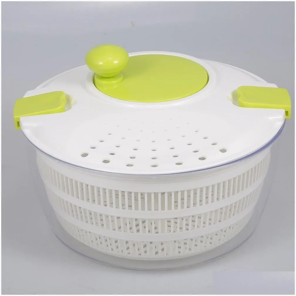 salad tools salad drainer manual lettuce dryer crank handle locking lid for vegetable fruit salad 230613