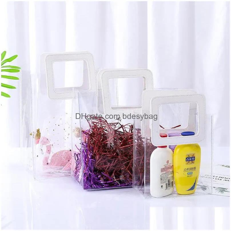 pvc transparent gift bag perfume cosmetic packaging bags wedding birthday baby shower gift bag flower bag wholesale lx3932