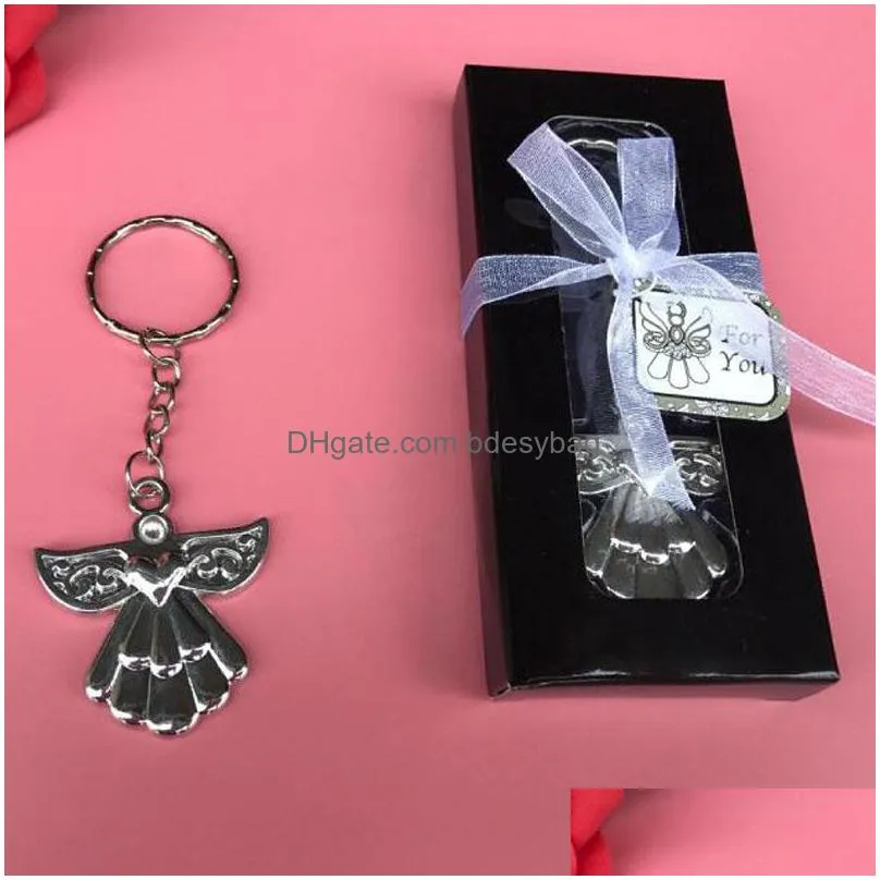 delicate angel keychain gold silver key ring best gift for guest for baby shower christening wedding favors gift za4559