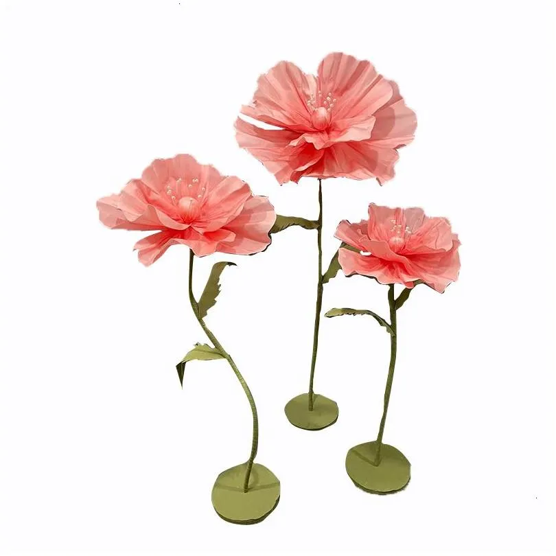 faux floral greenery wedding paper flower pvc pipe iron base flower shelf wedding stage road lead fake flowers decoration home ornaments window props