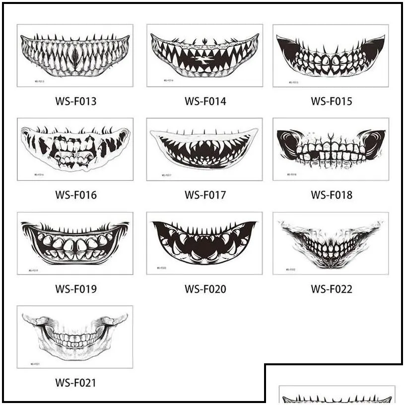 halloween supplies halloween bloody wound tattoo stickers horror mouth trick scary waterproof temporary diy fake halloweens party de