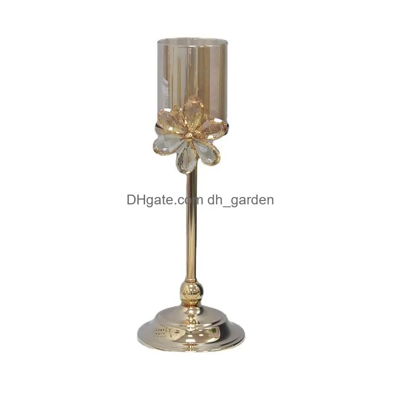 romantic rose crystal candle holders home decoration ornaments glass candlestick
