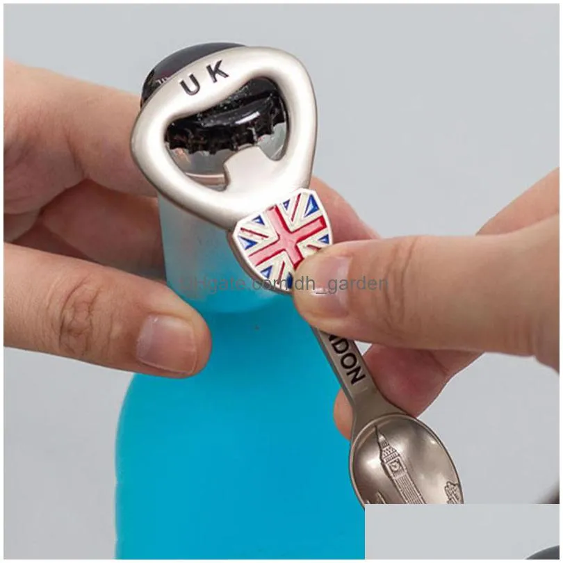 portable multifunctional beer bottle opener creative national building metal corkscrew household decoration fridge magnet