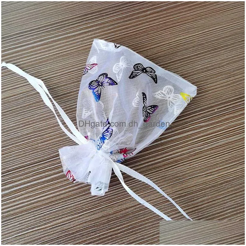 organza yarn bag gifts bag gift wrap bronzing butterfly wedding jewelry drawstring candy bags
