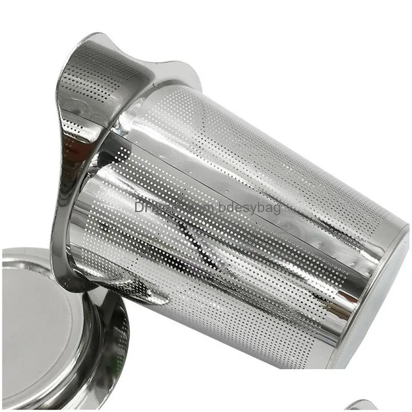 stainless steel tea infuser mesh strainer with large capacity for teapots mugs cups to steep loose leaf tea coffee lx5420