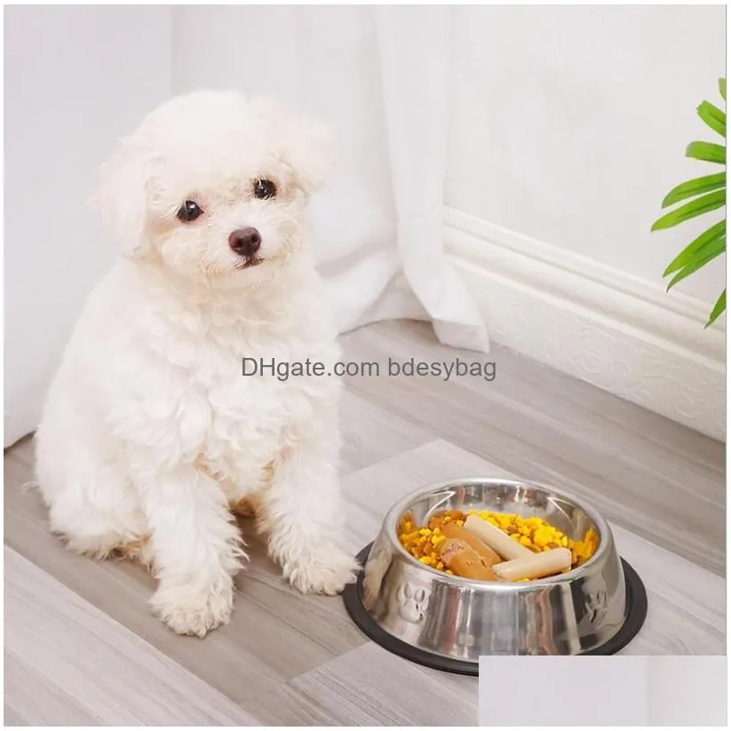 Dog Bowls & Feeders Dog Cat Bowls Stainless Steel Travel Footprint Feeding Feeder Water Bowl For Pet Cats Puppy Outdoor Food Dish Drop Dhhnp