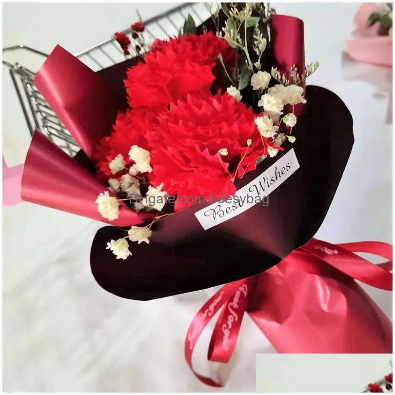 Decorative Flowers & Wreaths Handmade Dried Flower Bouquet Carnation Gypsophila Artificial Soap Flowers Eternal Mother Valentines Day Dhrnq