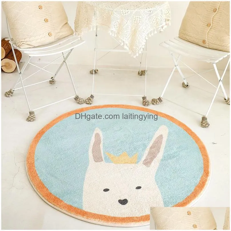 cute round carpet bedroom bedside blanket floor mats childrens room baby crawling cartoon mats machine washable