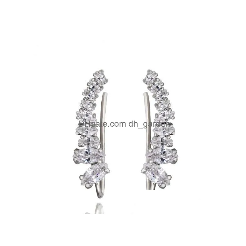 Stud Luxury Shining Angle Wing Ear Cuff Earrings For Women Cubic Zirconia Rose White Gold Color Fashion Jewelry E791 E792 Dr Dhgarden Otmzb