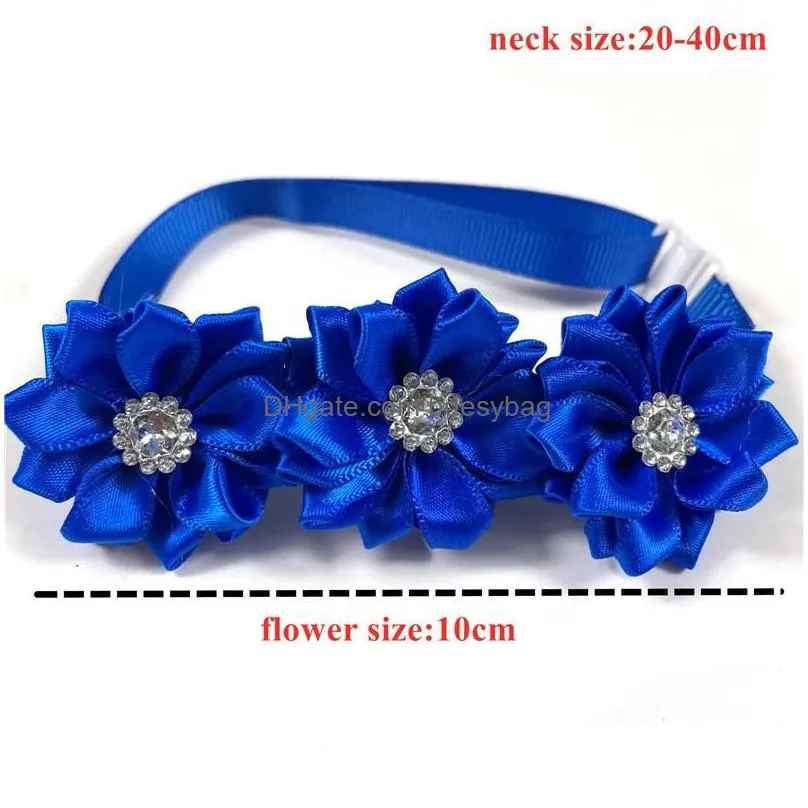 Dog Apparel Dog Apparel Bow Ties Flowers Collar With Shiny Rhinestones Bright Color Small Middle Neckties Pet Supplies Cat Accessories Dhkdh