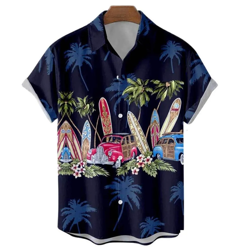 mens casual shirts summer mens hawaiian shirts vintage top 3d car print loose casual shirts men beach aloha shirt fashion clothing ropa hombre 5xl