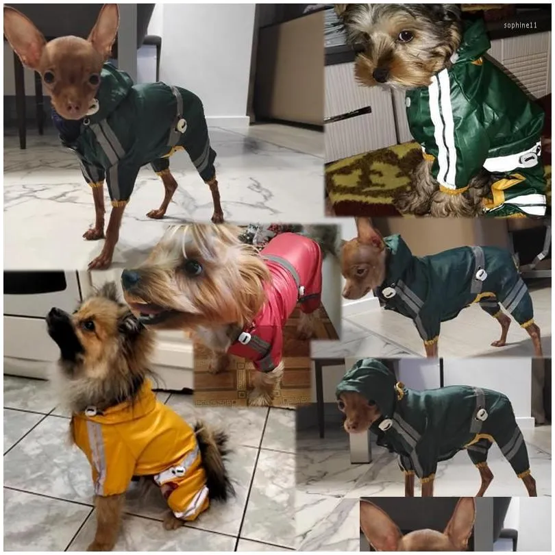 dog apparel waterproof clothes for small dogs pet rain coats jacket puppy raincoat reflective strip yorkie chihuahua product