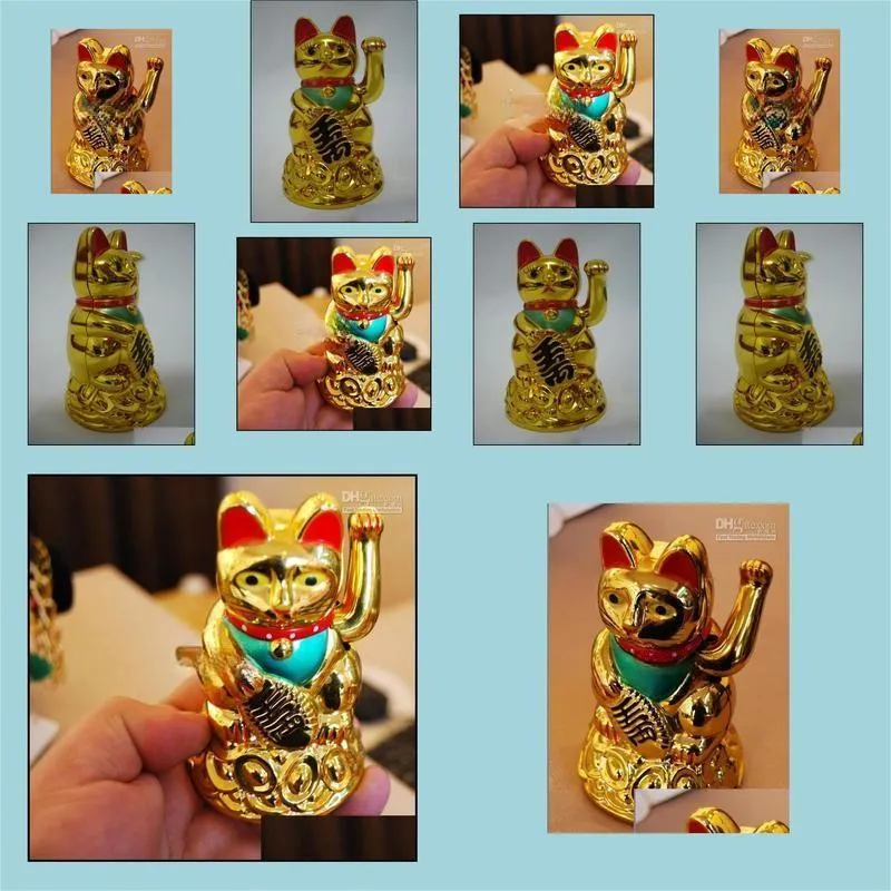 lucky cat chinese feng shui waving wealth fortune cat waving hand cat gold with retail box gift