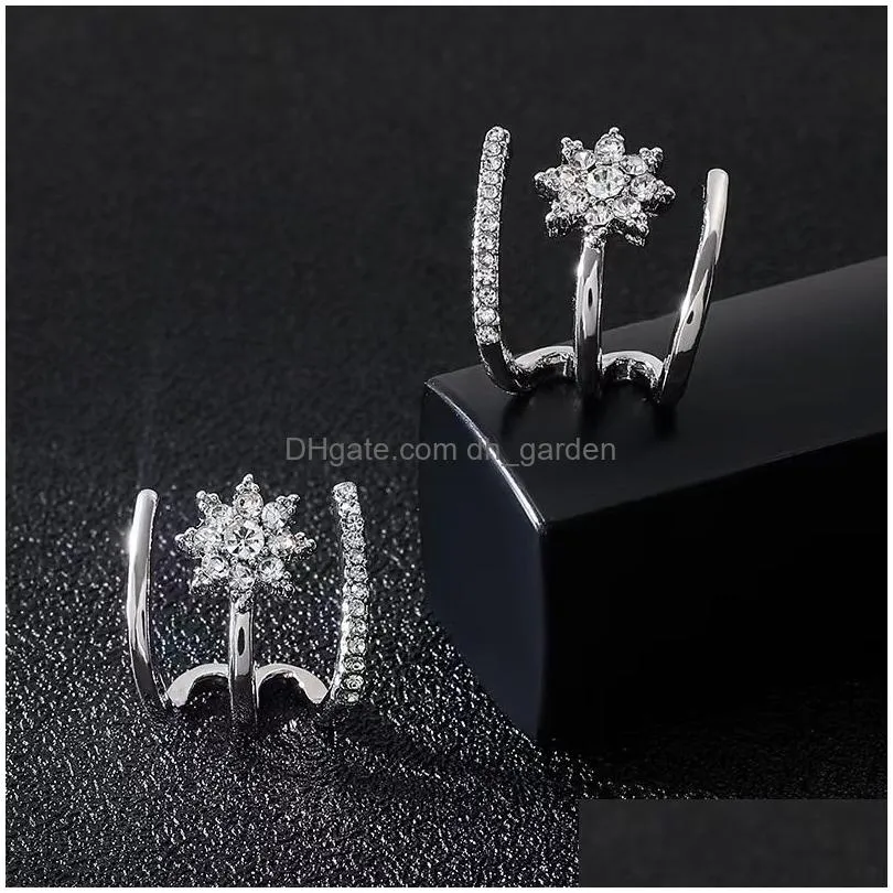 Stud New Shiny Four Claws Stud Earrings For Women Dainty Crystal Earring Girls Birthday Party Wedding Fashion Jewelry Drop D Dhgarden Ot3Pe