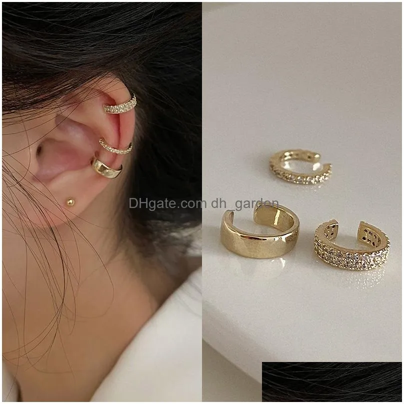 Ear Cuff 3Pcs/Set Clips Earrings For Women Uni Minimalist Fashion Cartilage Hoop Ear Cuff Fake Piercing Clip On Earring Drop Dhgarden Ot4L6