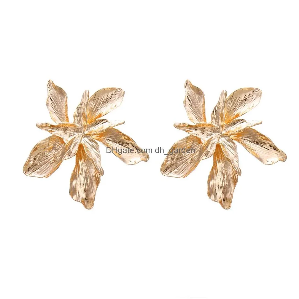 Dangle & Chandelier Vintage Metal Flower Big Earrings For Women Gold Color Sier Geometric Statement Fashion Brincos Jewelry Dhgarden Ottnx