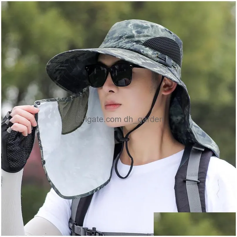 outdoor mountaineering sun hat bucket hats summer fishing facecovering breathable sunscreen cap mask
