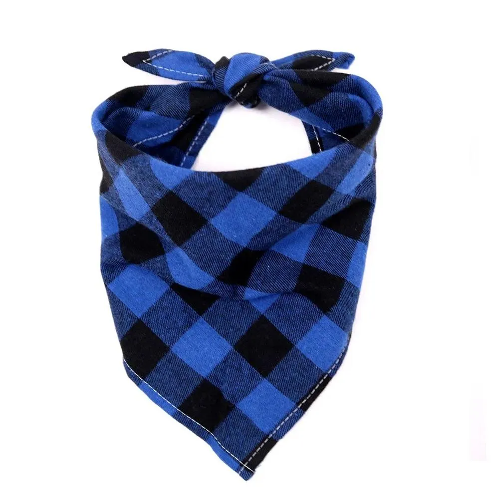 dog apparel bandana christmas plaid single layer pet scarf triangle kerchief pet accessories bibs for small medium large dogs xmas gifts