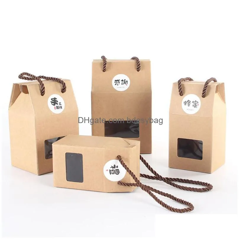 8 size window box kraft paper gift box honey jam tea brown sugar boxes candy box lx1125