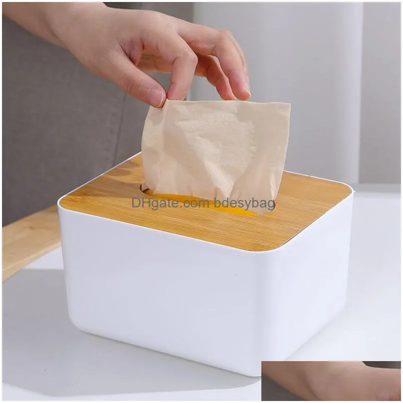 Tissue Boxes & Napkins Fashion Designer Tissue Box Wooden Er Toilet Paper Solid Wood Napkin Holder Case Simple Stylish Home Car Dispen Dhtlf