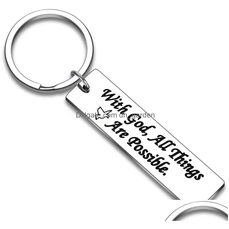 Keychains & Lanyards Christian Faith Gift Keychain For Friends Birthday Graduation With All Things Are Possible Godmother Re Dhgarden Otnvt