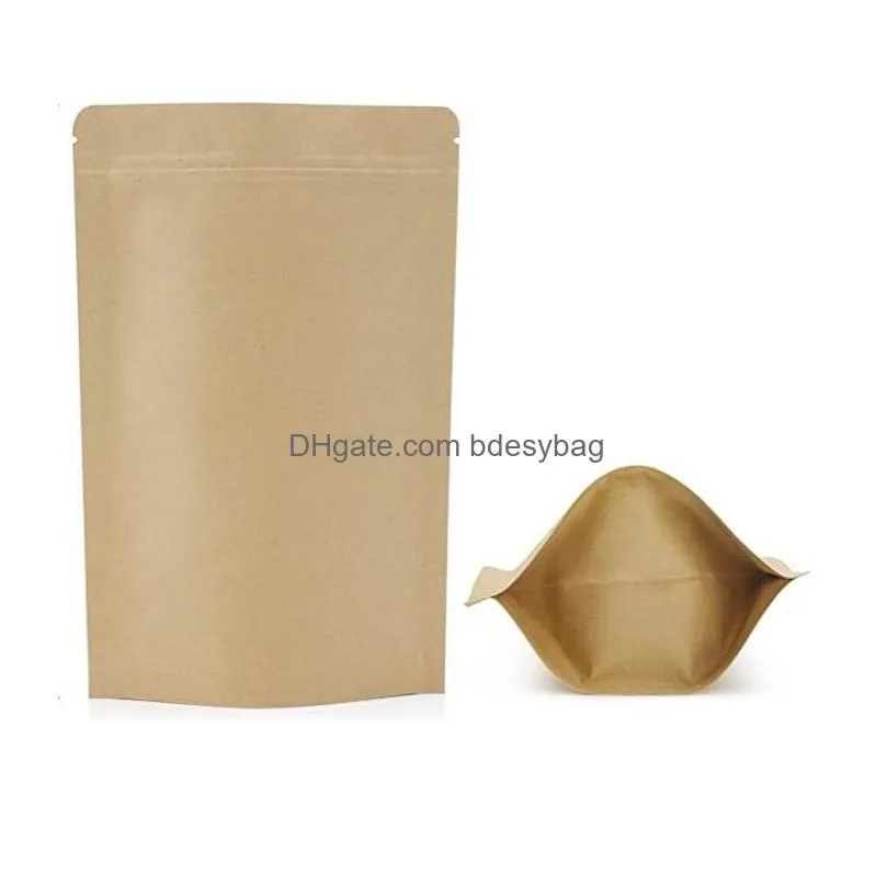 kraft paper stand up pouch bag brown pouch self seal bag reusable sealing bags allpurpose food storage reclosable lock with tear notch