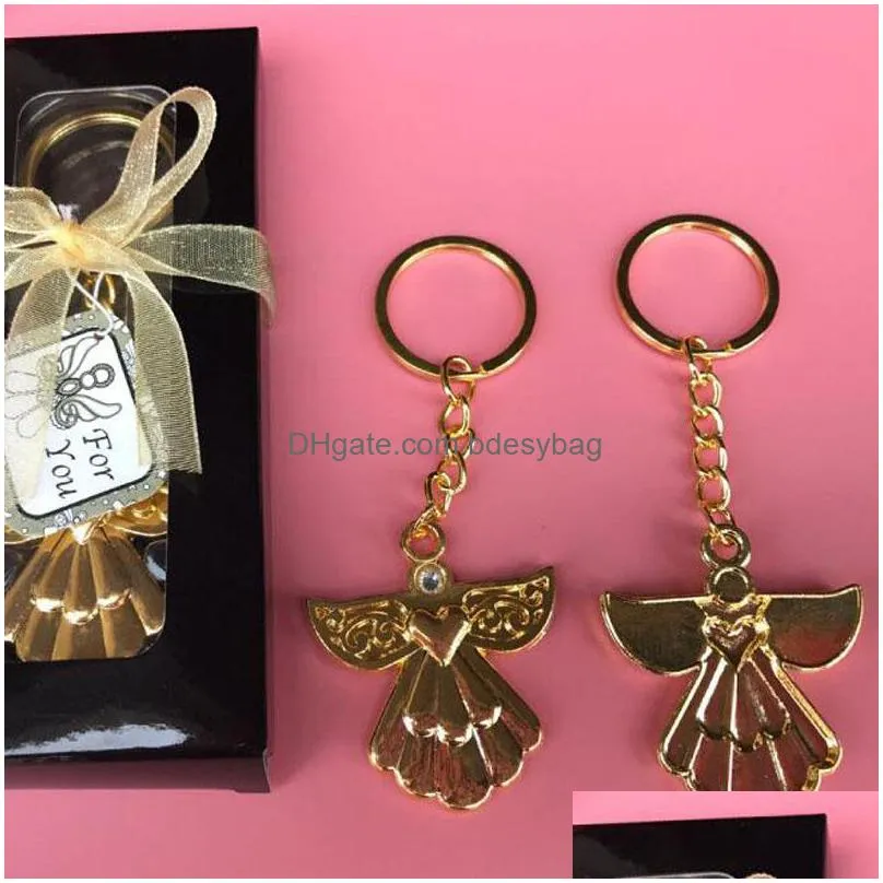 delicate angel keychain gold silver key ring best gift for guest for baby shower christening wedding favors gift za4559