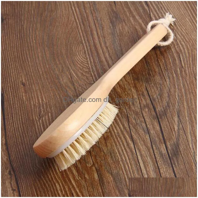 curved handle bath brush can be hung type natural bristles bathroom full body massage cleaning brushes