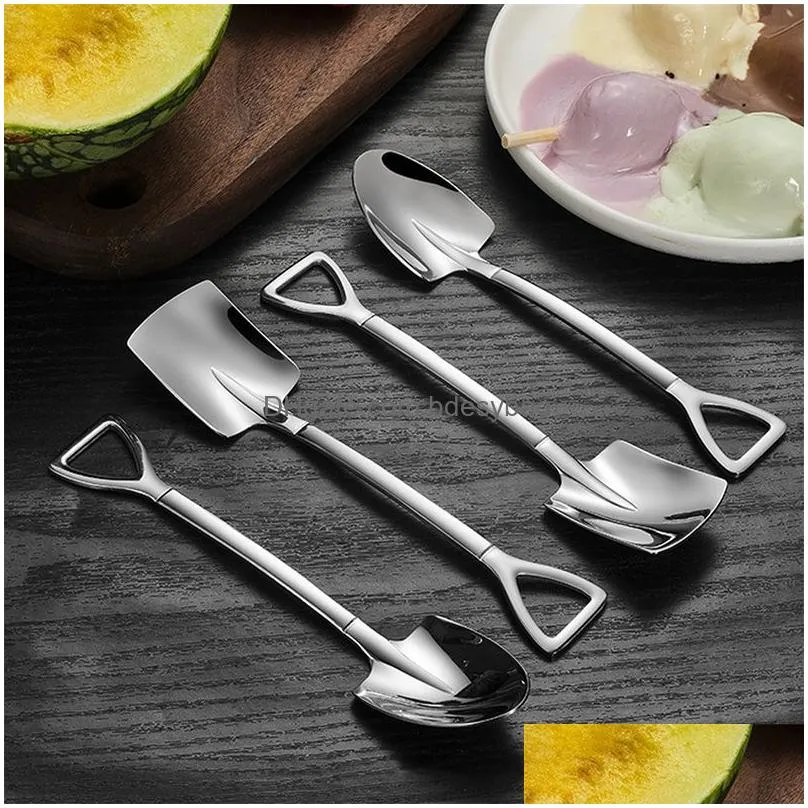 Spoons Creative Personality Stainless Steel Spade Spoon Retro Kitchen Tableware Watermelon Ice Cream Honey Spoons Drop Delivery Home G Dh1Cv