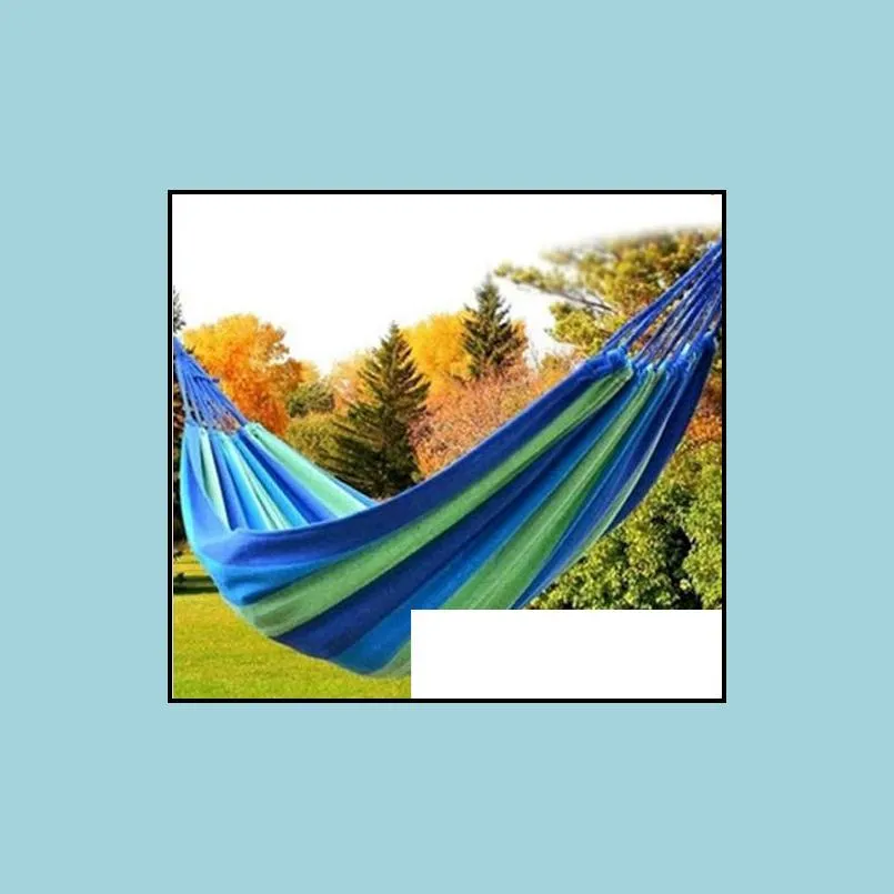 travel camping canvas hammock outdoor swing garden indoor sleeping rainbow stripe double hammock bed 280x80cm gift