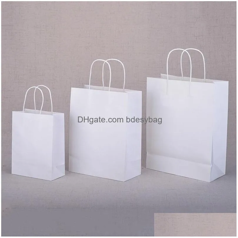 elegant white paper gift bag small size kraft wedding party favor gift bags with handle excellent quality