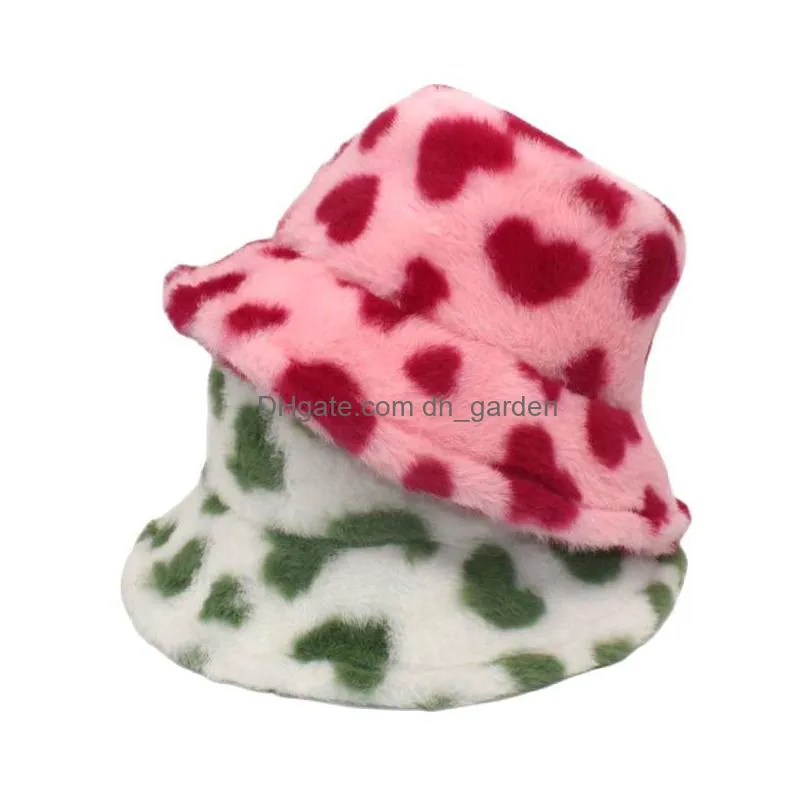 heart fluff fisherman hat men and women winter warm hats bucket hat cap