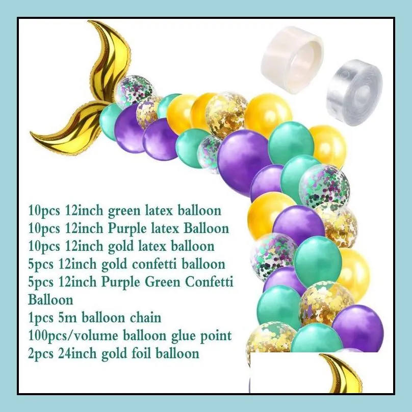 mermaid tail balloon set mermaid under the sea theme party birthday decoration garland balloon arch kit photography backdrop