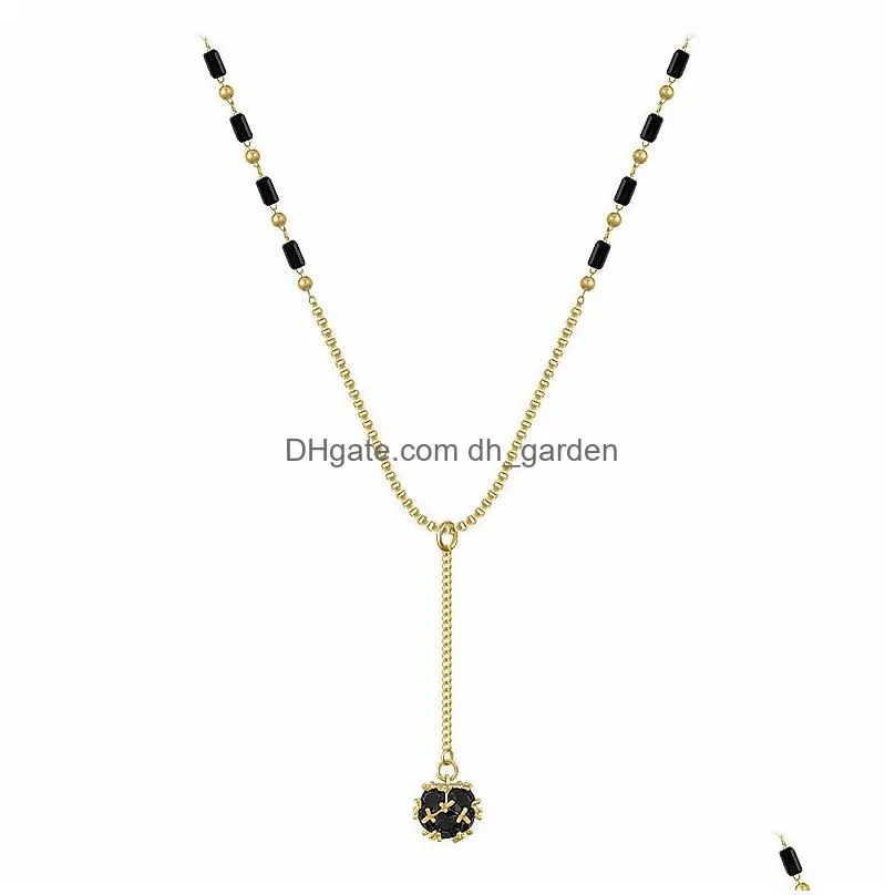 Pendant Necklaces Womens Necklaces Black Crystal Zircon Ball Pendant Necklace For Lady Drop Delivery Jewelry Necklaces Pendan Dhgarden Otwul