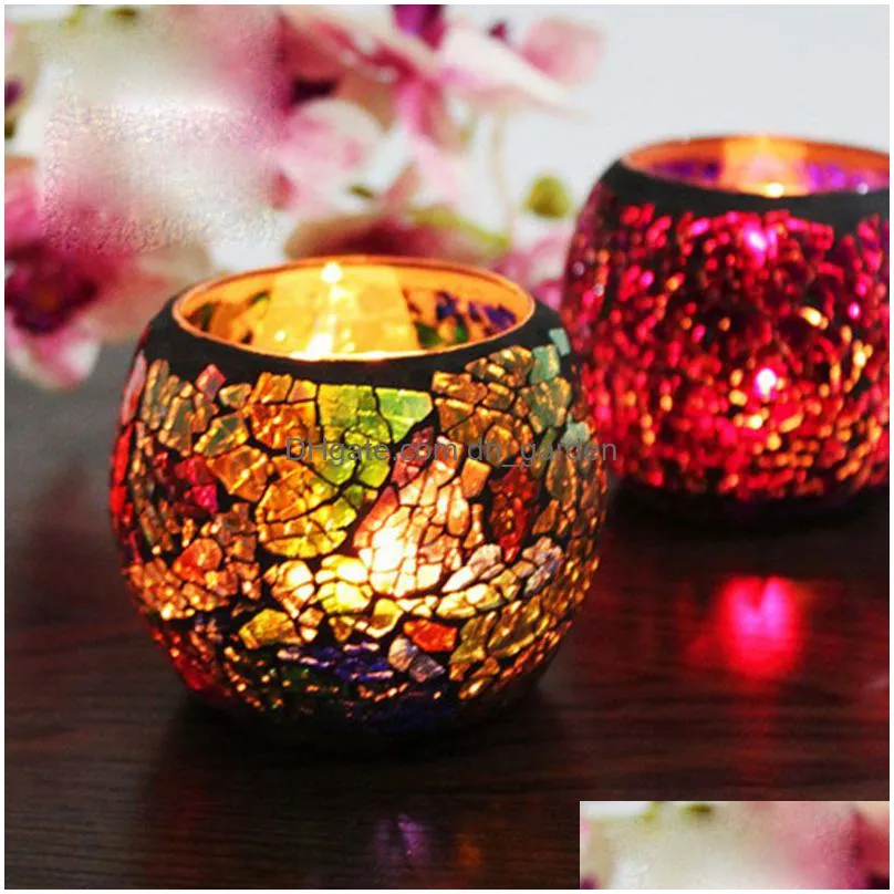 mosaic candle holder color glass candlestick wedding decoration ornaments multifunctional household flower pot