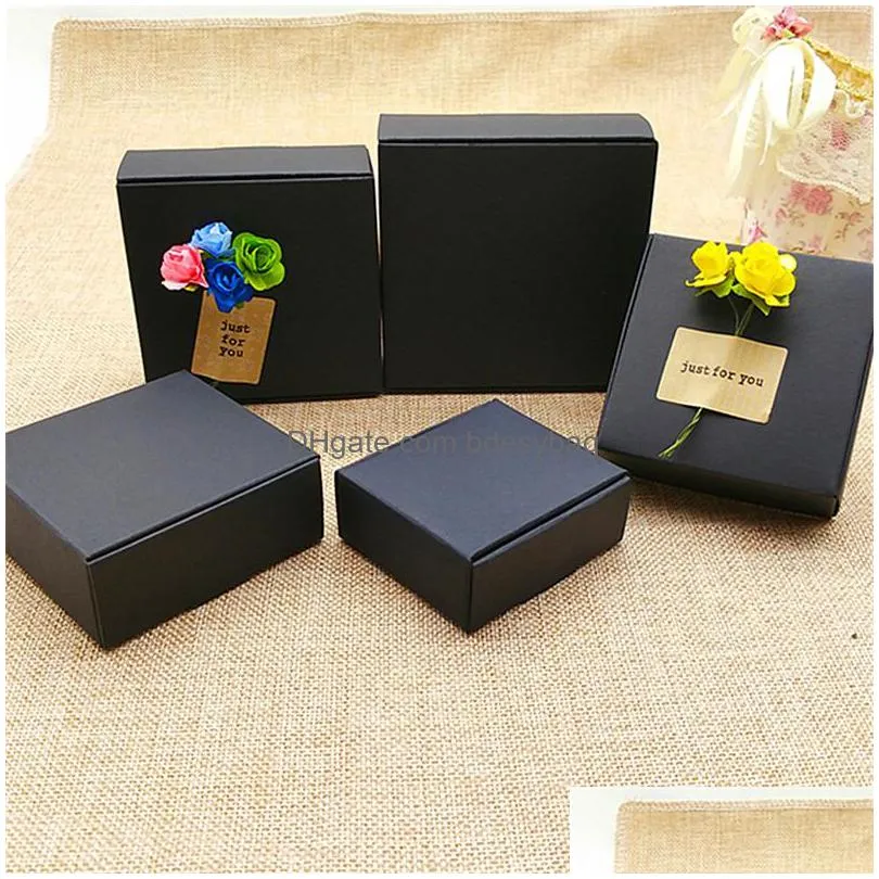 white/black/brown kraft craft paper jewelry pack boxes small gift box for biscuits handmade soap wedding party candy packaging box