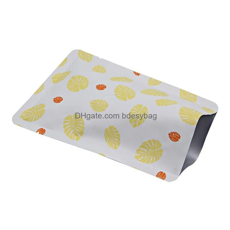 leaf printed pure aluminum foil bag eye mask food packaging bag tea heat seal aluminum foil plain pocket pouch lx0992