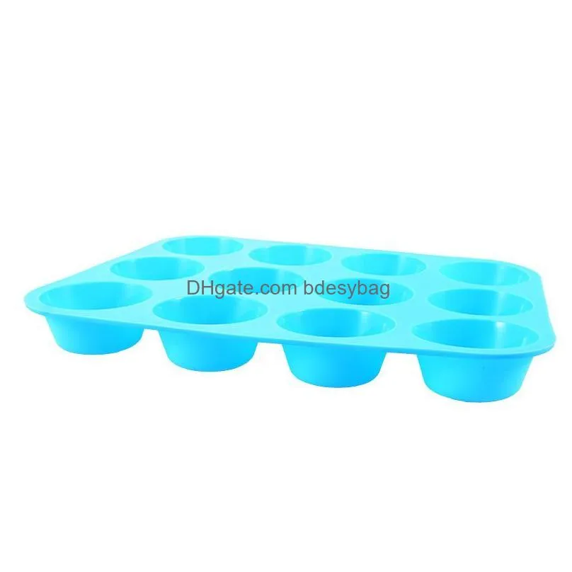 Baking Moulds Thickened 6/12-Hole Diy Baking Mods Cupcake Tray Round Sile Cake Mold For Kitchen Tool Muffin Cup Drop Delivery Home Gar Dhzvn