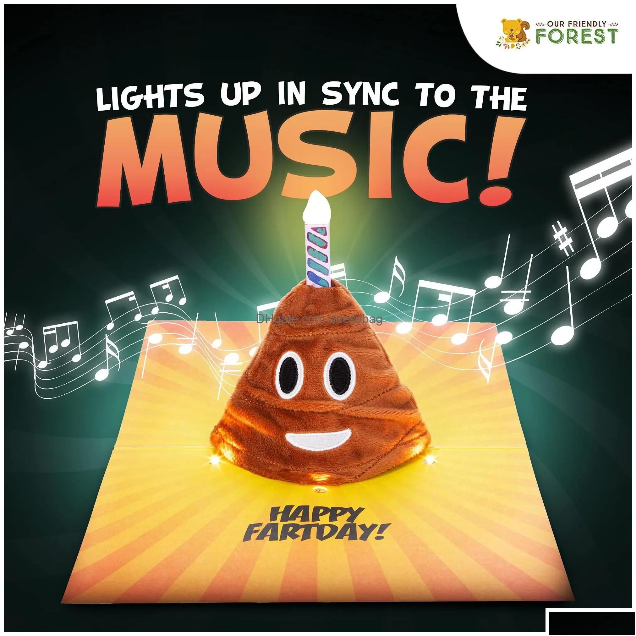 Greeting Cards Greeting Cards Plush Happy Birthday Card Plays Sings A Hilarious Version Of The Song Lights Up In Sync To Music 3D  Dhitj