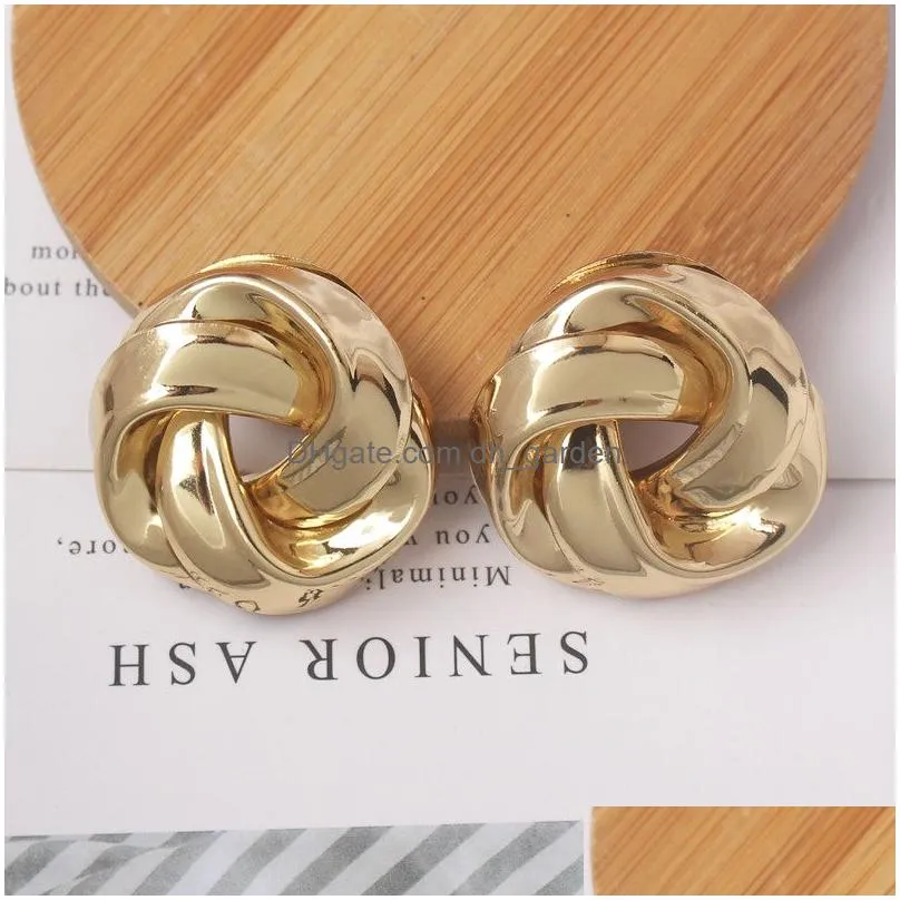 Stud Big Vintage Metal Twisted Stud Earrings For Women Charm Gold Color Maxi Statement Spiral Earring Jewelry Drop Delivery J Dhgarden Otdpp