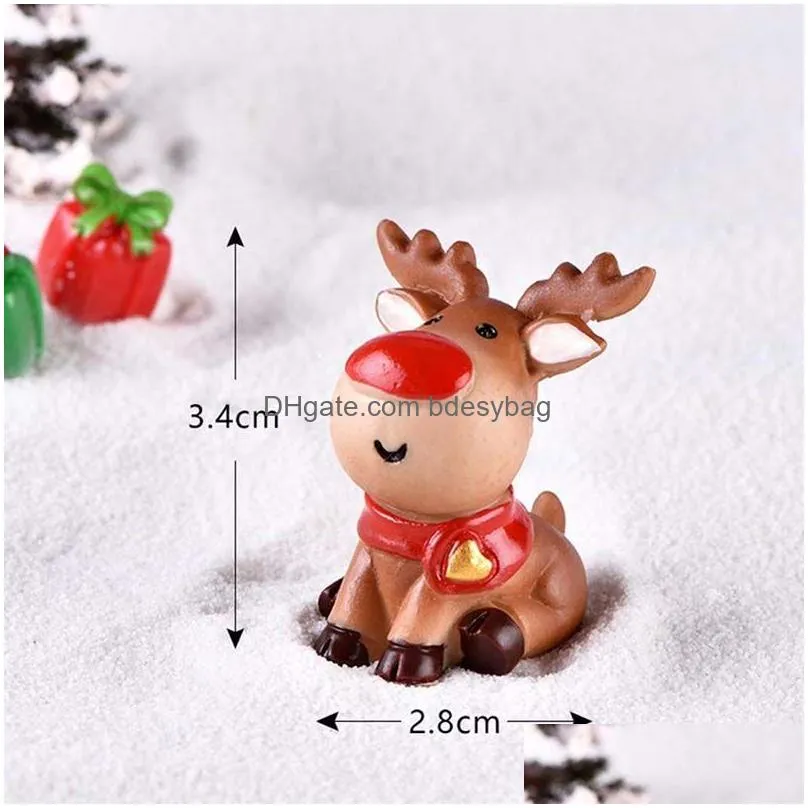 Christmas Decorations Mini Christmas Resin Elk Santa Claus Ornaments Merry Decoration For Home Figurines Miniatures New Year Xmas Box Dhdxu