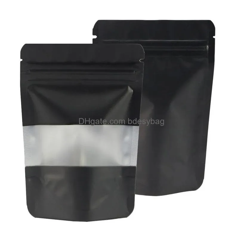 black mylar self seal bag smell proof food storage bags with clear window resealable mylar bags foil pouch bag retail packaging bags