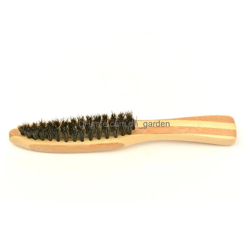 portable mens beard brushes natural bamboo long handle face brush pig bristles household cleaning tools 16cm