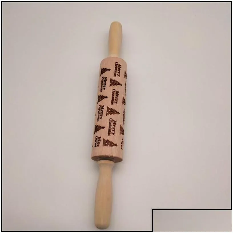 Rolling Pins & Pastry Boards Rolling Pins Pastry Boards Christmas Embossed Pin Engraved Carved Wood Baking Biscuit Fondant Cake Dough Dhbsr