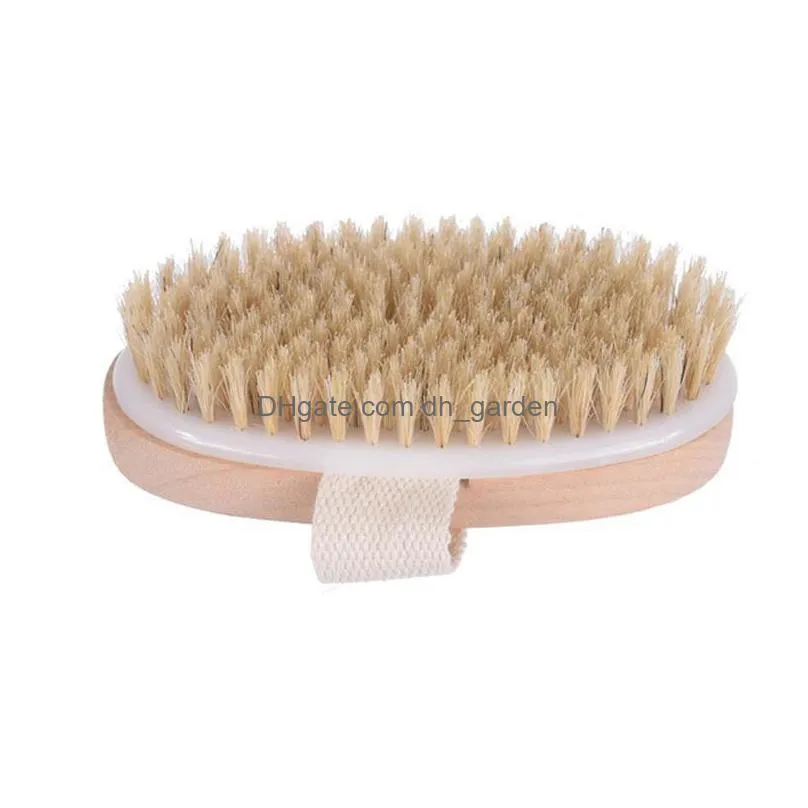 natural wooden bristle bath brushes household spa body cleaning massage brush bathroom scrubbing tool