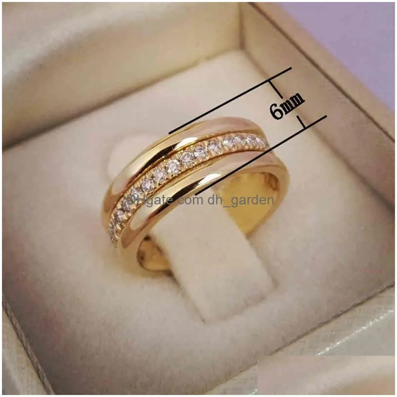 Band Rings Huitan Classic Wedding Women Ring Simple Finger Rings With Middle Paved Cz Stones Understated Delicate Female Eng Dhgarden Otx6Q