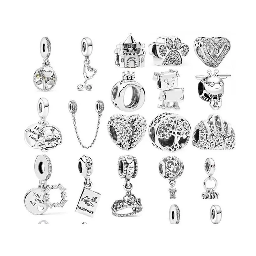 Charm Bracelets Authentic 925 Sterling Sier Pinwheel Crown Pendant Beads Fit Original  Bracelet Ladies Jewelry Fashion Drop De