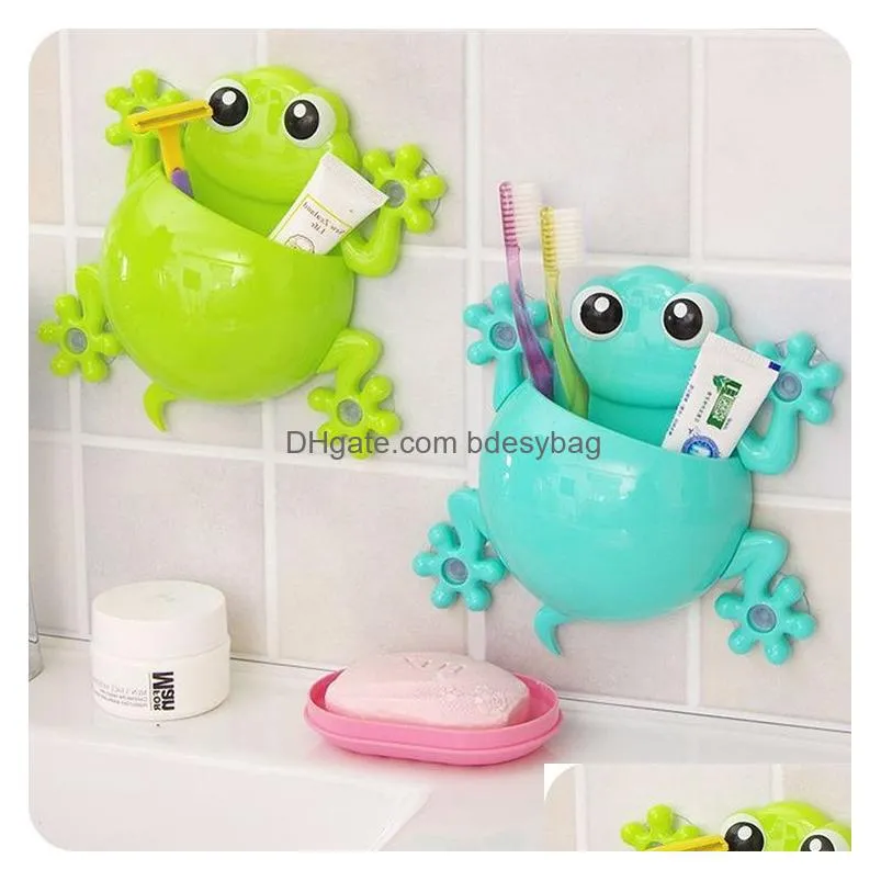 Toothbrush Holders Cute Lovely Cartoon Gecko Model Toothbrush Tootaste Holder Bathroom Sets Suction Hooks Tooth Brush Container Drop D Dhf9L